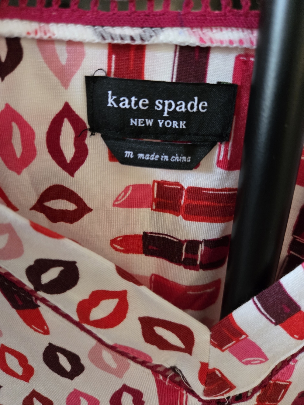 NWT kate spade Pink and Red Printed Pajama Set - Picture 4 of 7